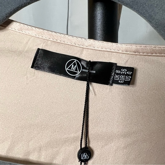 Missguided Petite Plunge Twist Front Shift Metallic Champagne Dress 4 - Picture 5 of 9